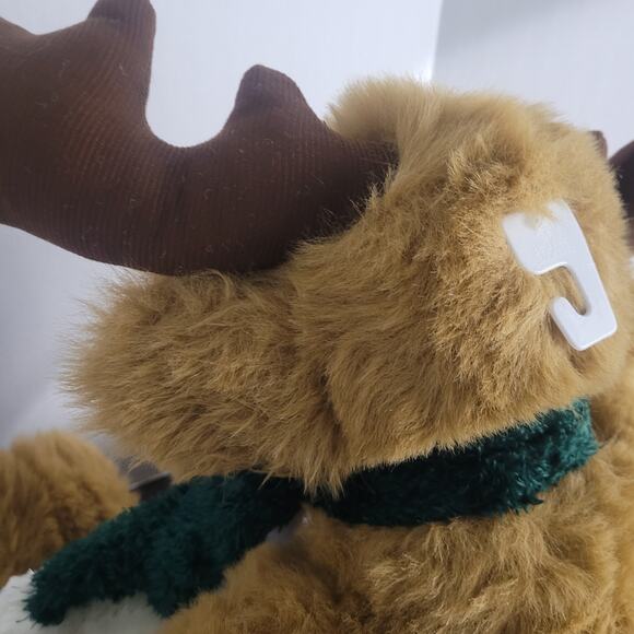 Holiday Moose Plush with Scarf & Hat Brown Christmas Stuffed Animal Winter Decor - Picture 7 of 11